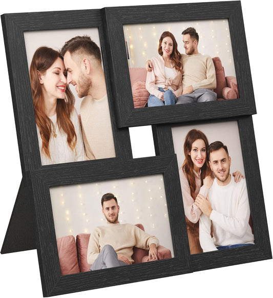 Collage Picture Frames, 4X6 for Wall Decor, Multi Family Photo for Gallery Decor, Hanging Display, Set of 4, Ink Black URPF25BK