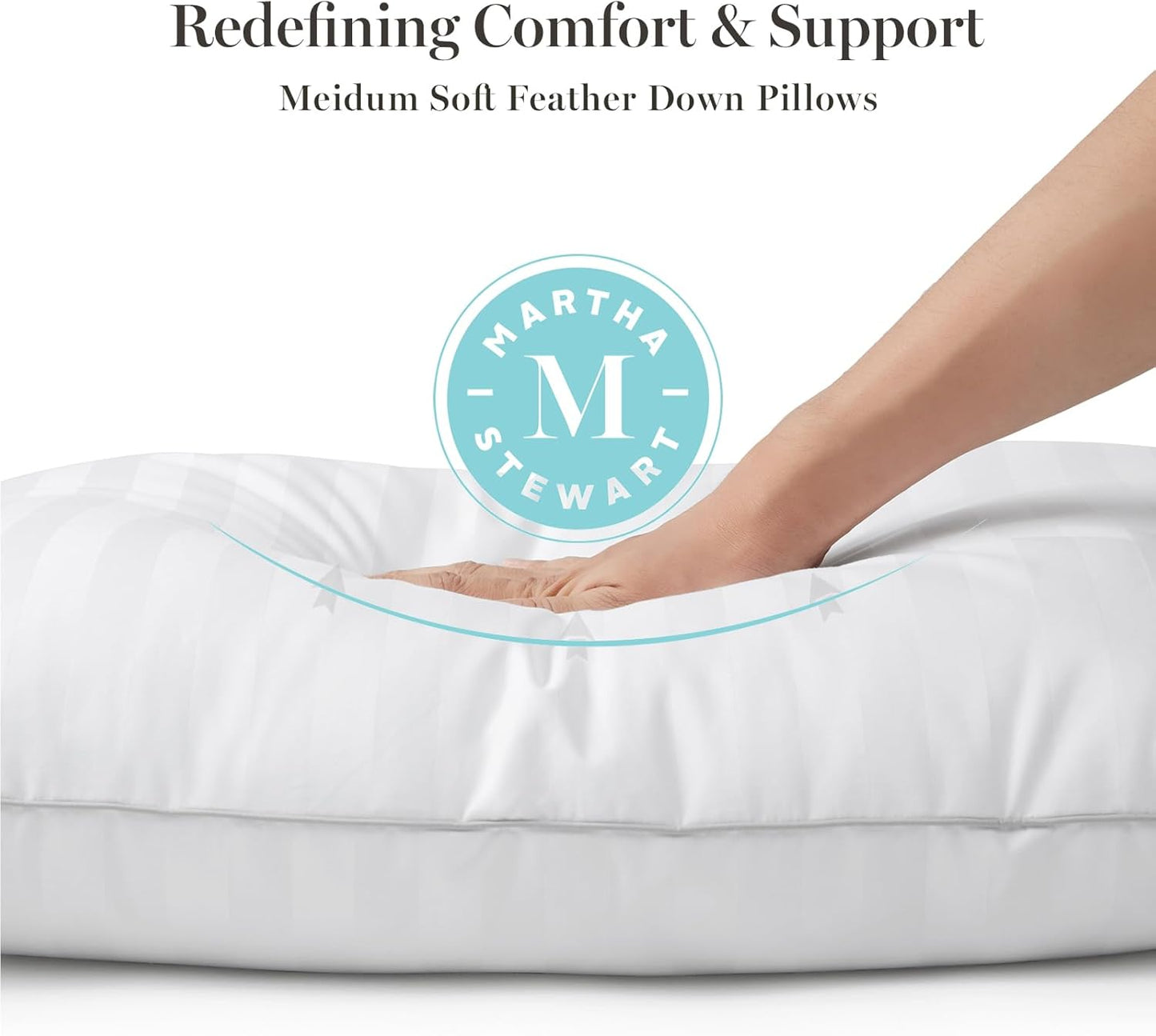 Hotel Collection Bed Pillows 100% Cotton 500 Thread Count Damask Stripe Embroidered King Size Set of 2
