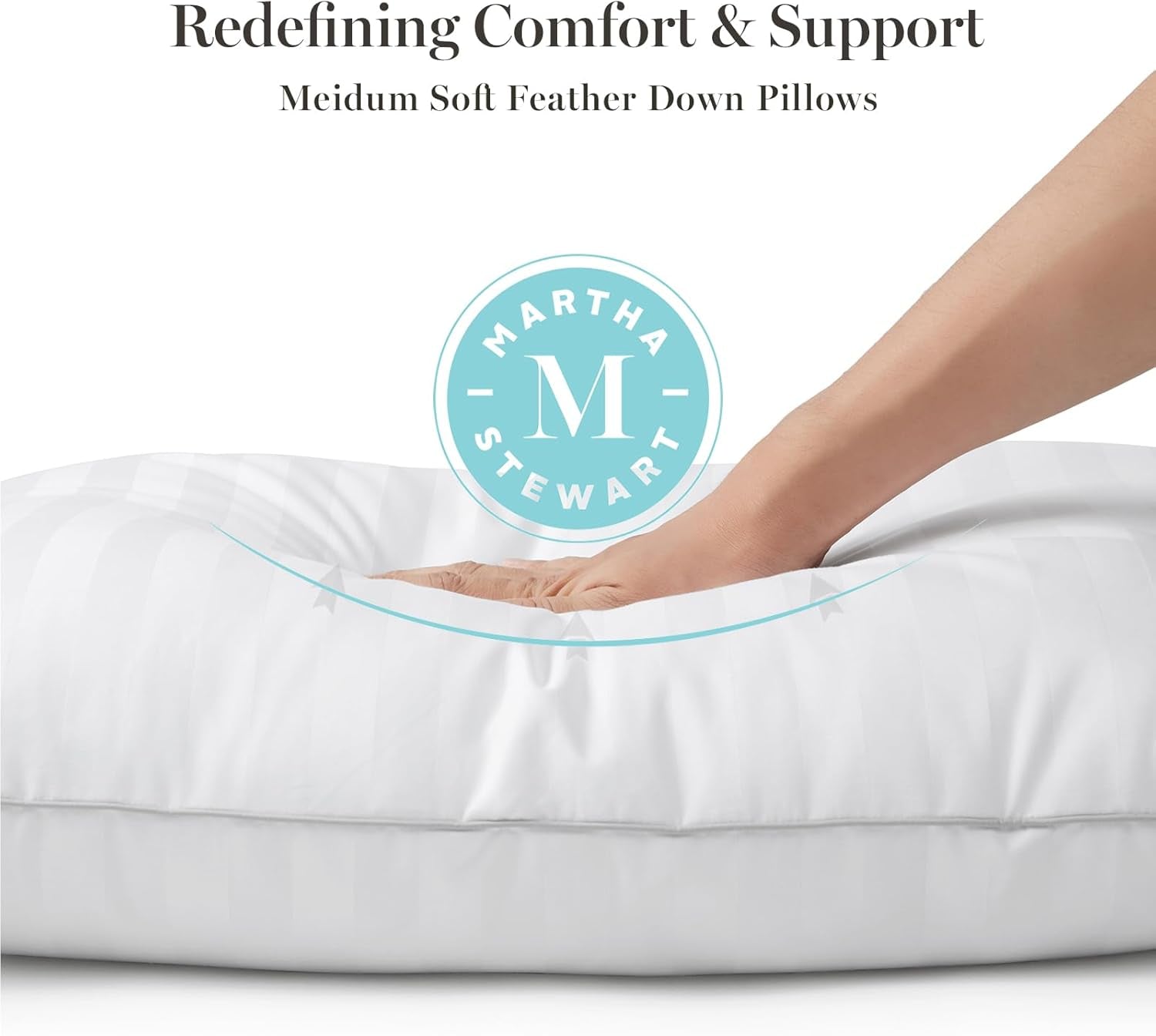 Hotel Collection Bed Pillows 100% Cotton 500 Thread Count Damask Stripe Embroidered King Size Set of 2