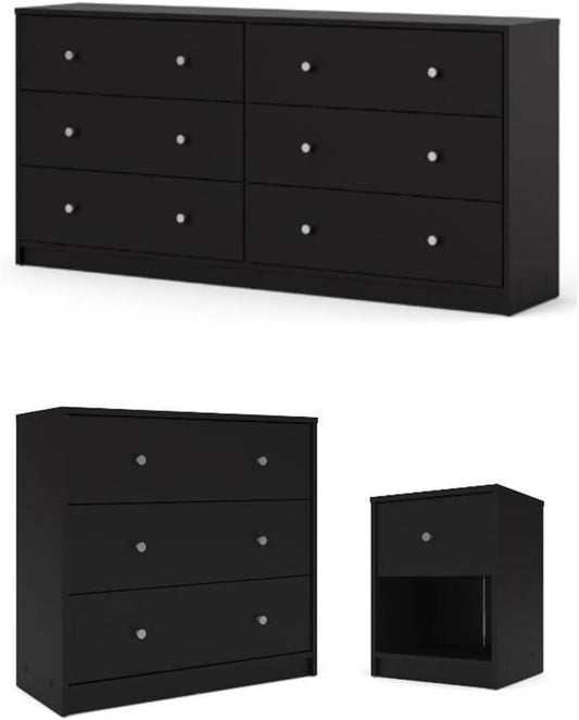 3-Piece Set with 3 Drawer Chest & 6 Drawer Dresser & Nightstand