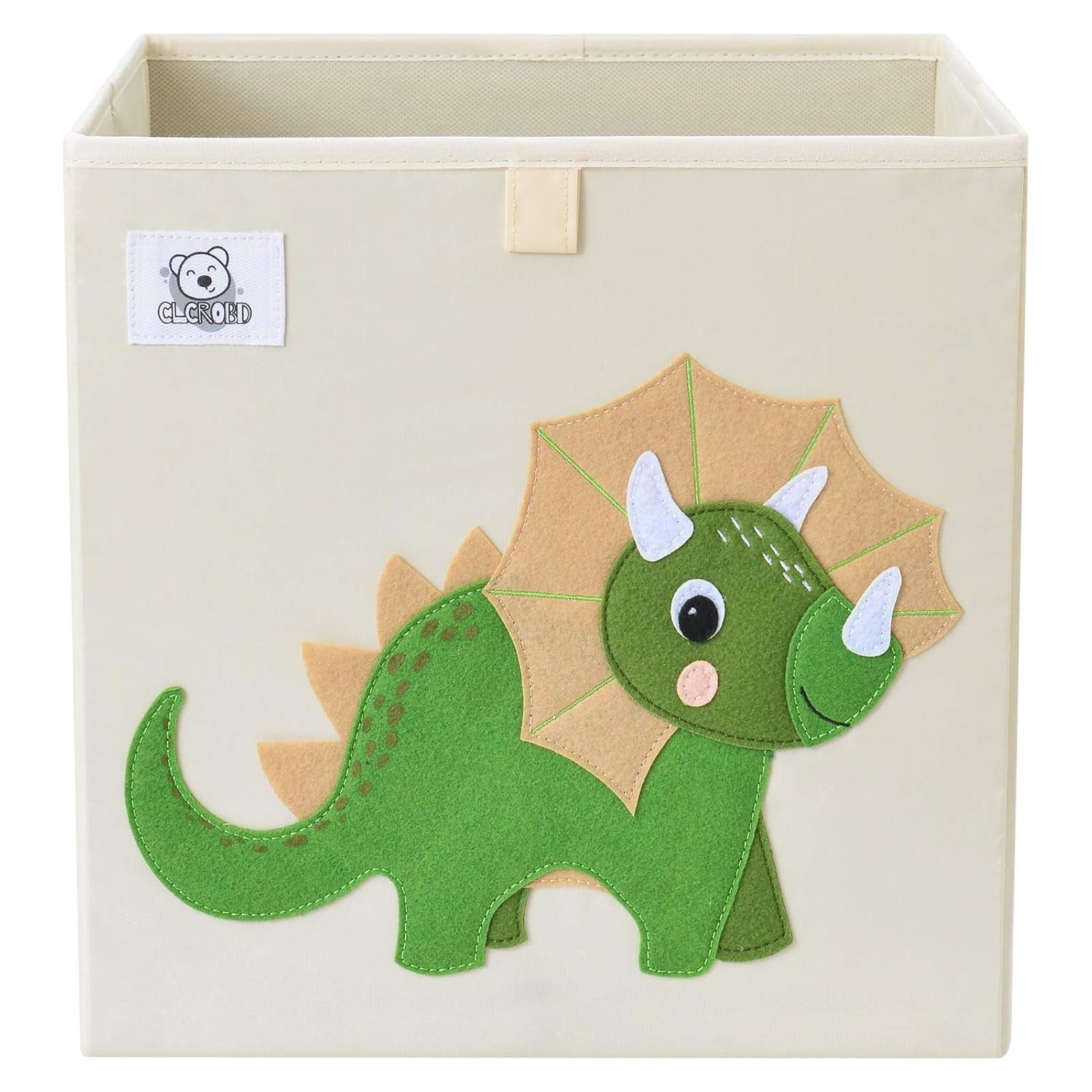 Foldable Animal Cube Storage Bins Fabric Toy Box/Chest/Organizer for Toddler/Kids Nursery, Playroom, 13 Inch (Triceratops)