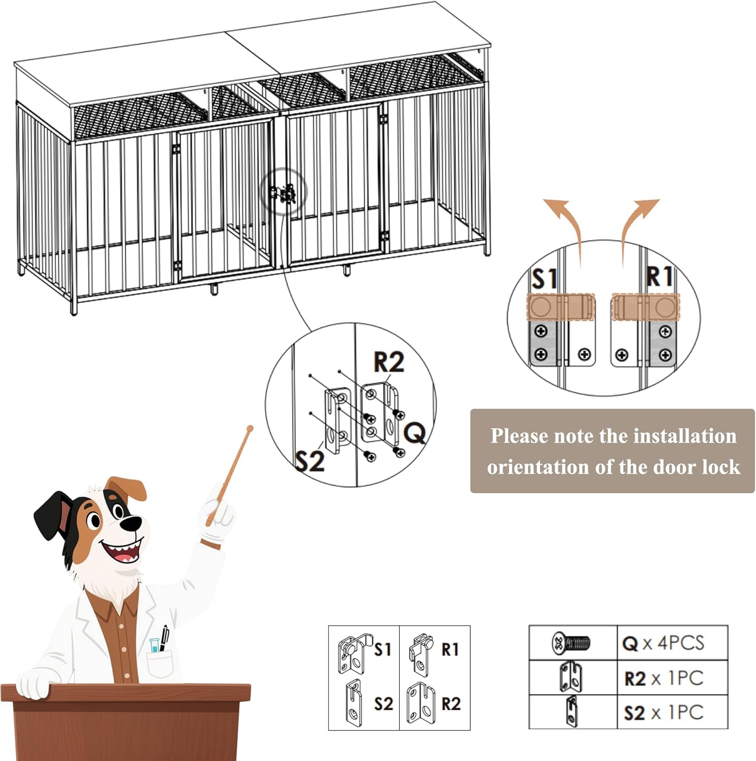 Double Dog Crates Furniture, 71" Wide Indoor Dog Kennel with 3 Drawers, Farmhouse Dog Cage for 2 Large/Medium Dogs, Heavy Duty Dog Crate with Removable Divider, Wooden Pet House, Ash Grey