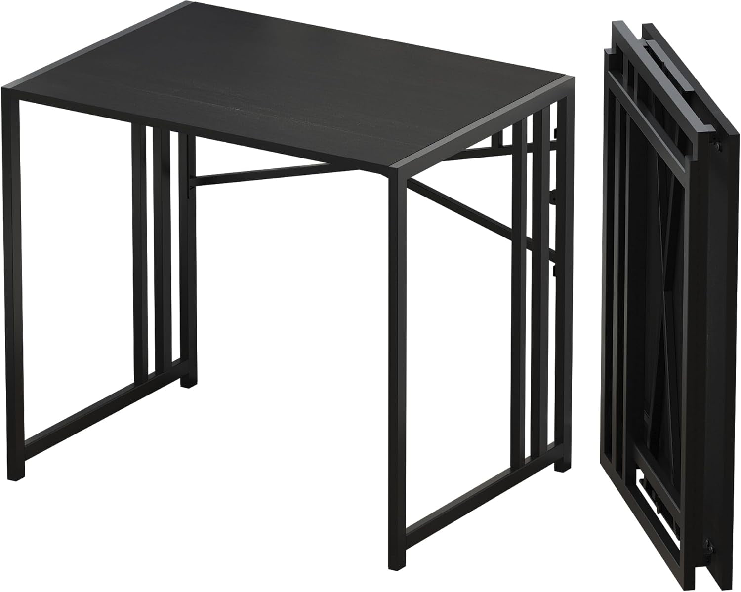 Lutown Teen Folding Computer Desk - 32 Inch, Writing & Gaming, Small Space Office Desk, Black, No Assembly Required