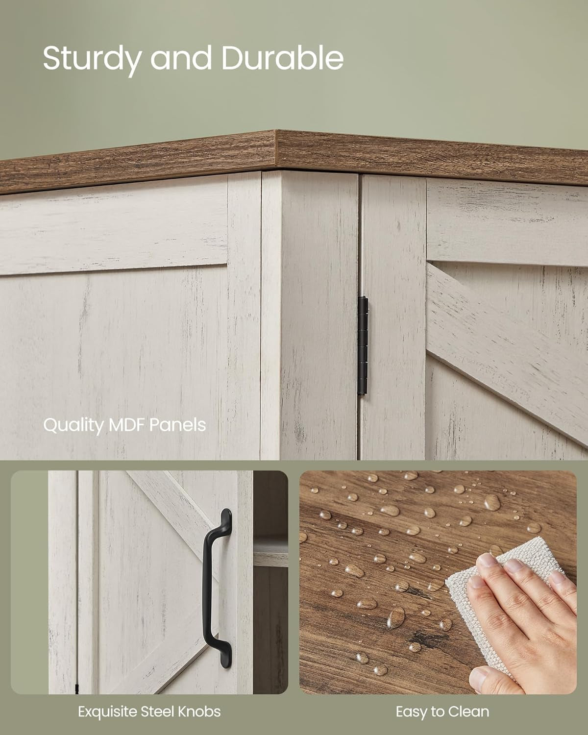 Shoe Cabinet, 3-Tier Shoe Storage Organizer, Farmhouse Freestanding Cabinet with Height-Adjustable Shelf, 13.8 X 31.5 X 27.6 Inches, Entryway, Rustic White ULBC038W01