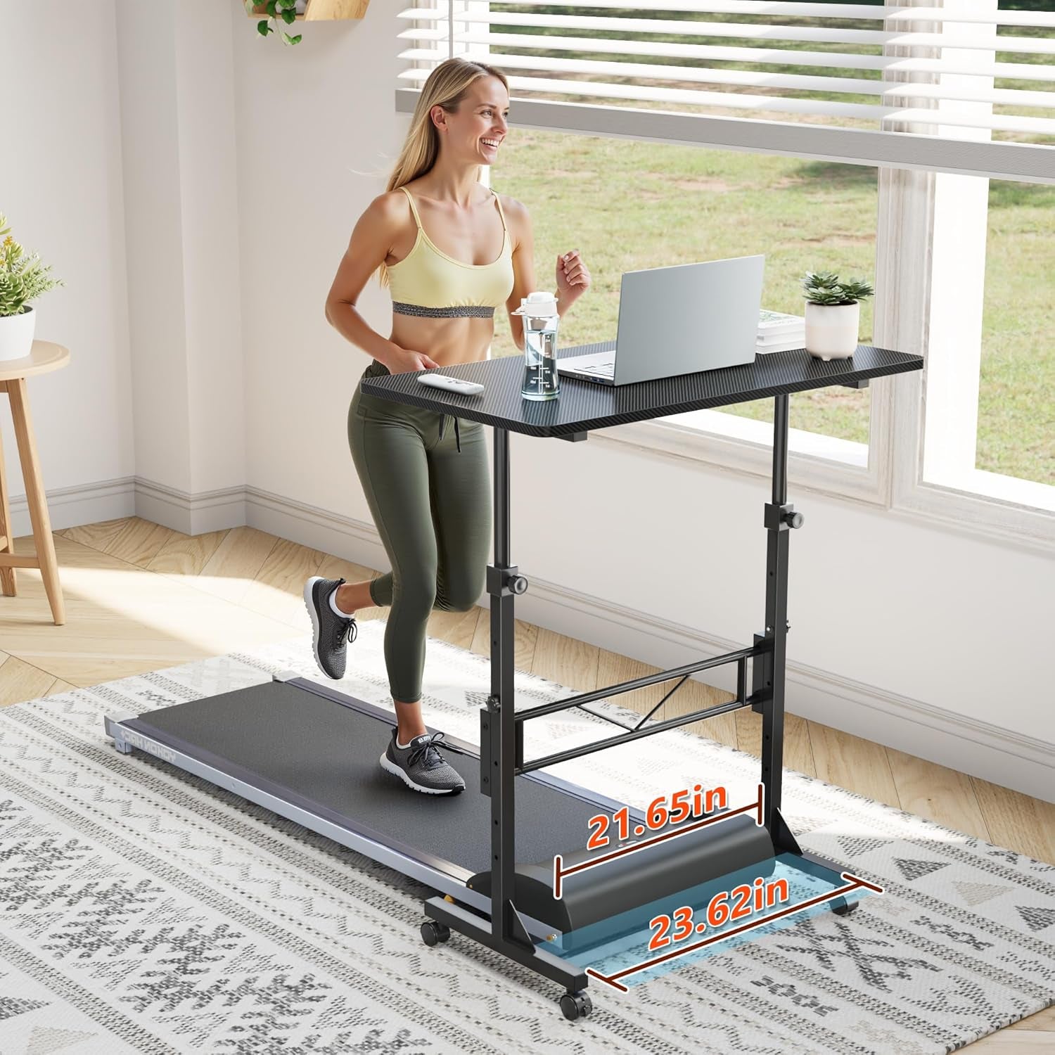 Standing Desk, 32 Inch Portable Small Desk Adjustable Height, Rolling Home Office Desks with Wheels, Sit Stand Desk for Bedroom Walking Pad Home Office Small Space, Black