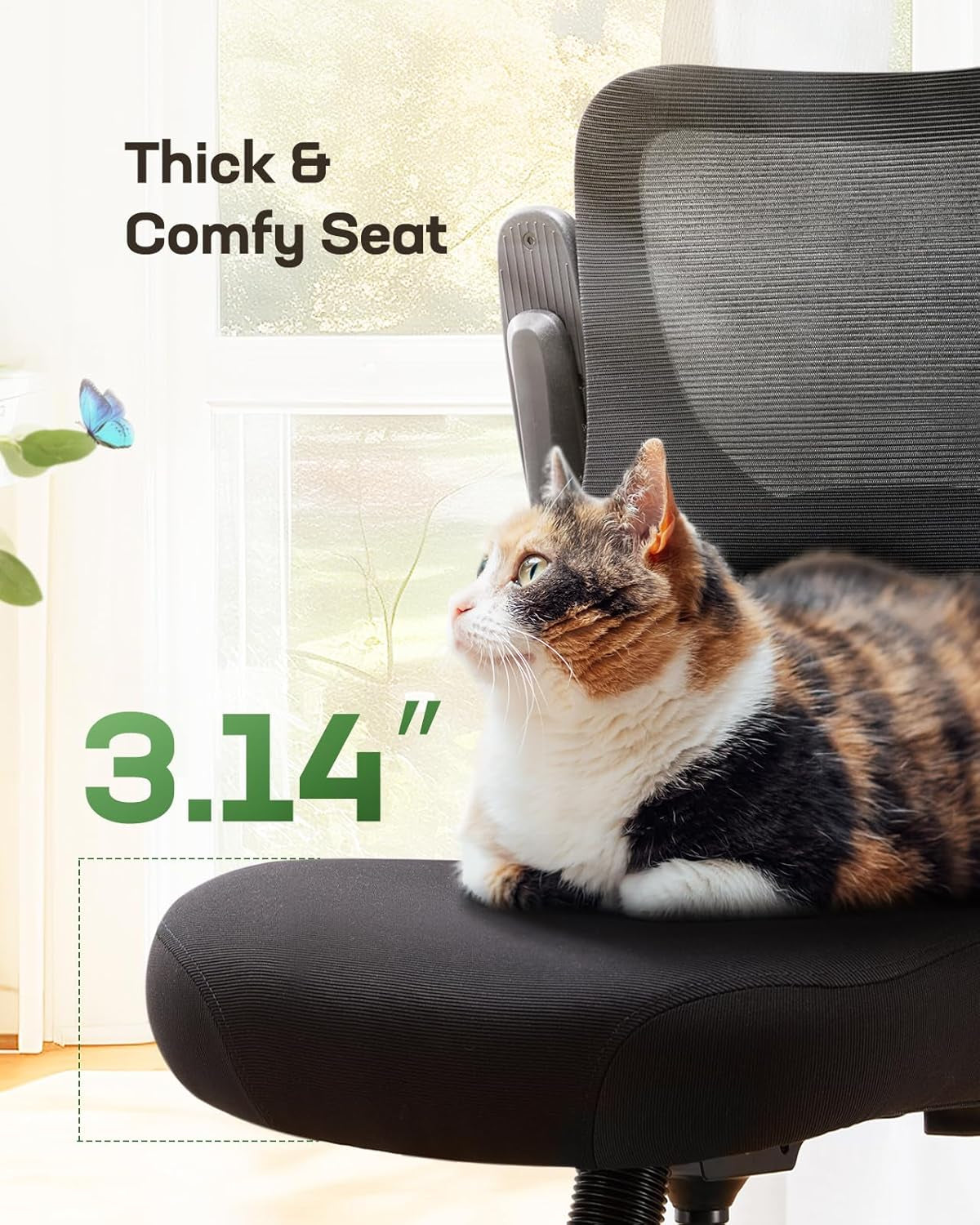 Office Chair Ergonomic Desk Chair with 3 Ways PU Armrests and Adjustable Lumbar Support Breathable Mesh Computer Chair Executive Rolling Swivel Comfy Task Chair for Home Office Gaming