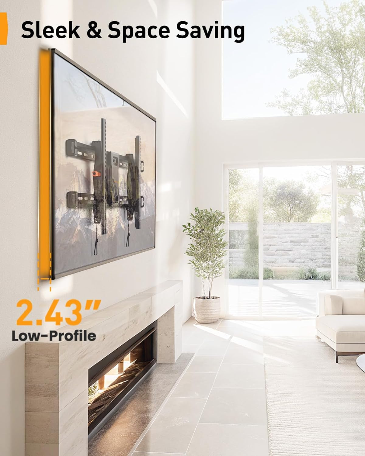 Tilting TV Wall Mount for 42–90 Inch Tvs with Leveling Adjustment, Low Profile TV Mount up to 132 Lbs, Wall Mount Bracket Fits 12”/16”/18”/24” Wood Studs, Max VESA 600X400Mm, PGLT9