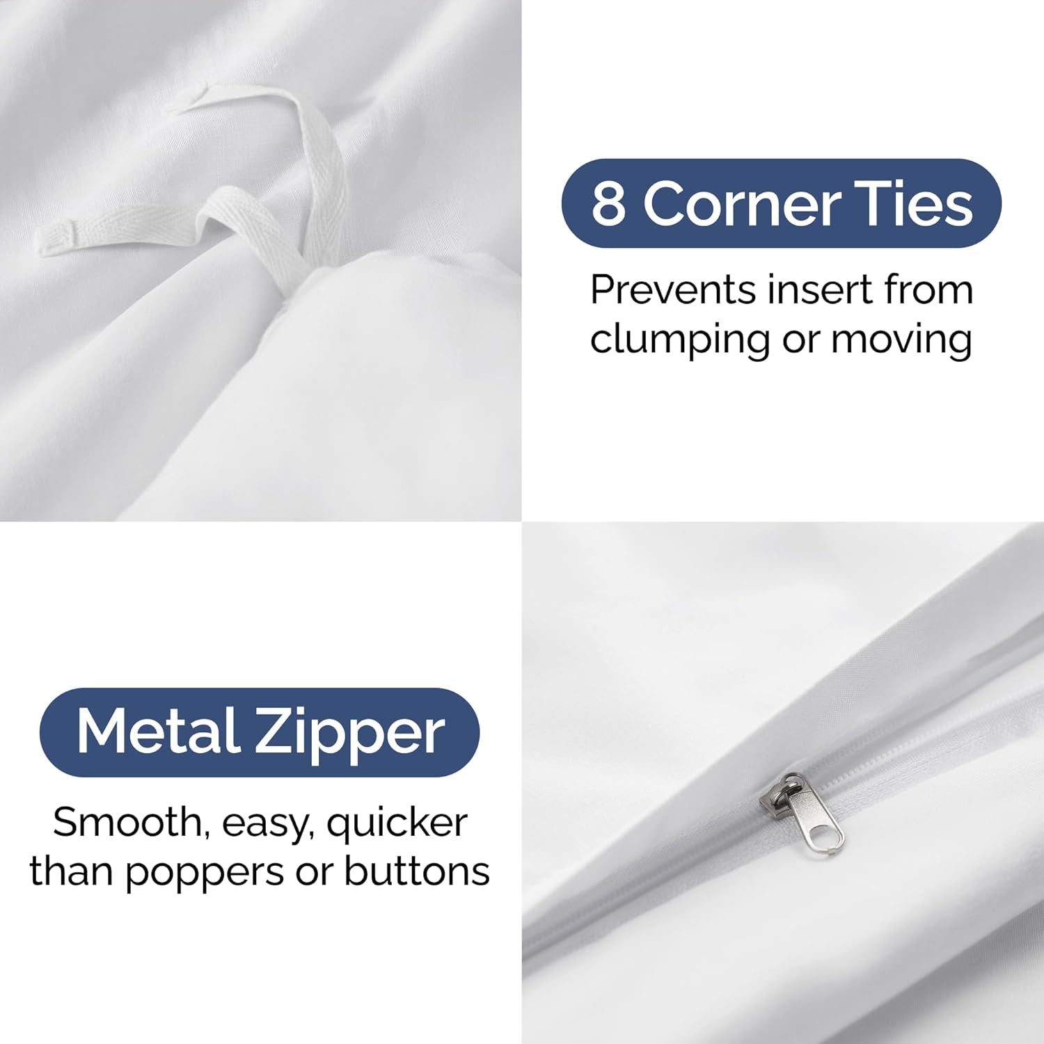 Duvet Cover King Size Set - Extra Soft King Duvet Cover 104" X 90" with 2 Pillow Shams - Hotel Luxury, Easy Care and Fade Free W/ Zipper Closures & Ties - All Season, Comfy, Cozy & Breathable (White)