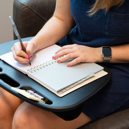 Mydesk Lap Desk with Device Ledge and Phone Holder - Black - Fits up to 15.6 Inch Laptops - Style No. 44448