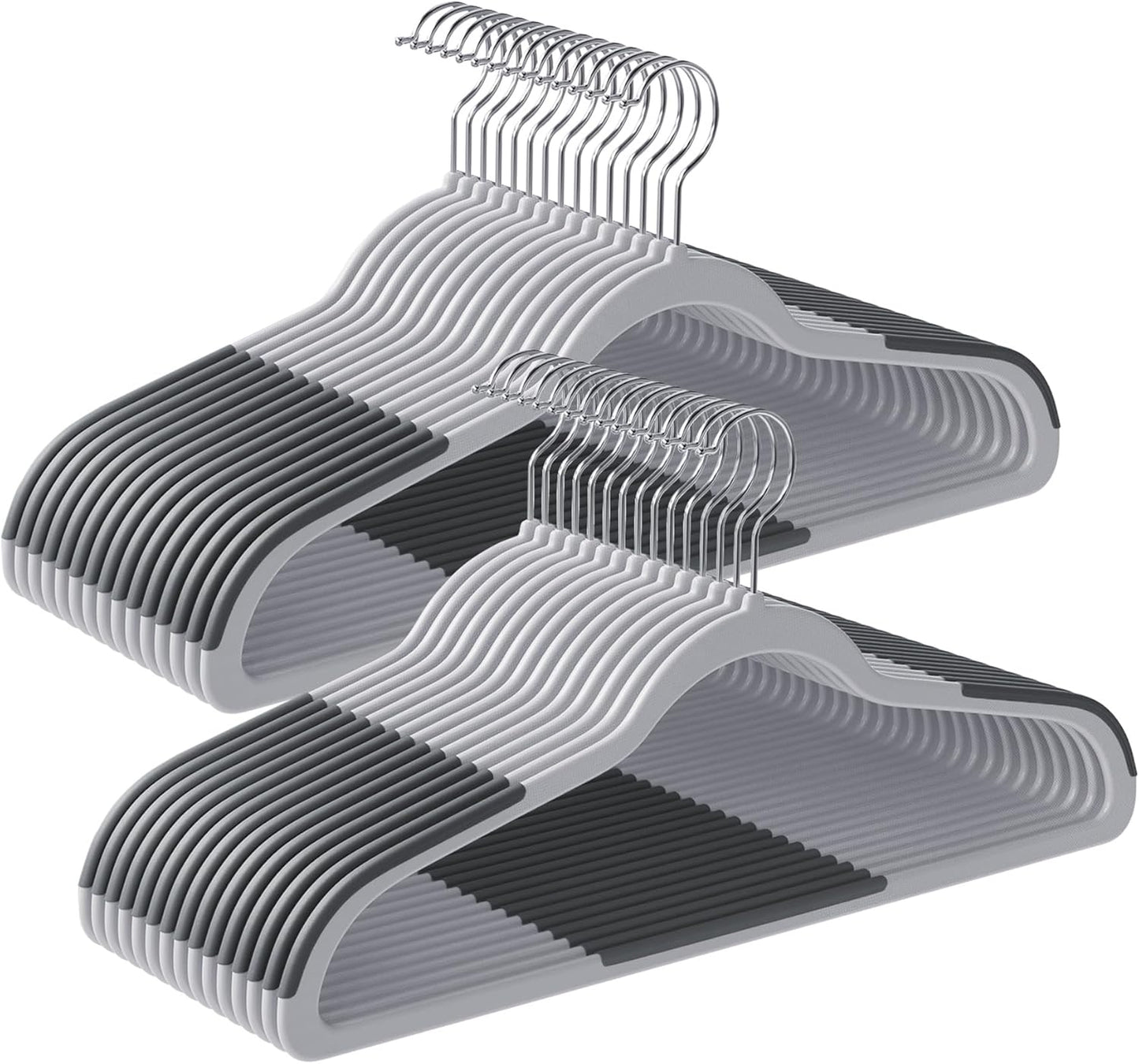 Clothes Hangers, Pack of 50 Plastic Coat Hangers, Space-Saving, Light Gray and Dark Gray UCRF50G