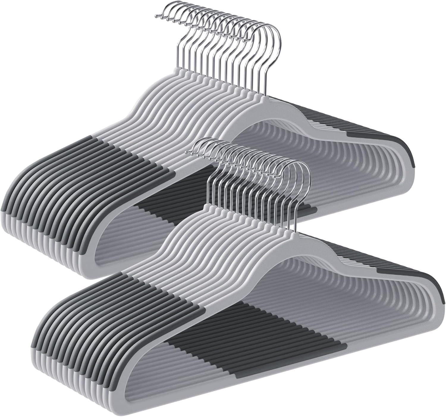 Clothes Hangers, Pack of 50 Plastic Coat Hangers, Space-Saving, Light Gray and Dark Gray UCRF50G