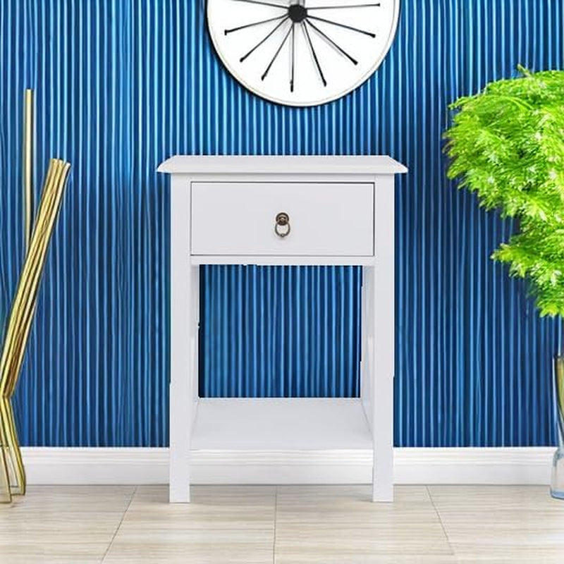Nightstands Set of 2, Night Stand Set of 2 with Drawer, Small White Farmhouse Nightstand Bedroom, End Table/Bed Side/White Side Table for Small Spaces, Kids Room, Living Room
