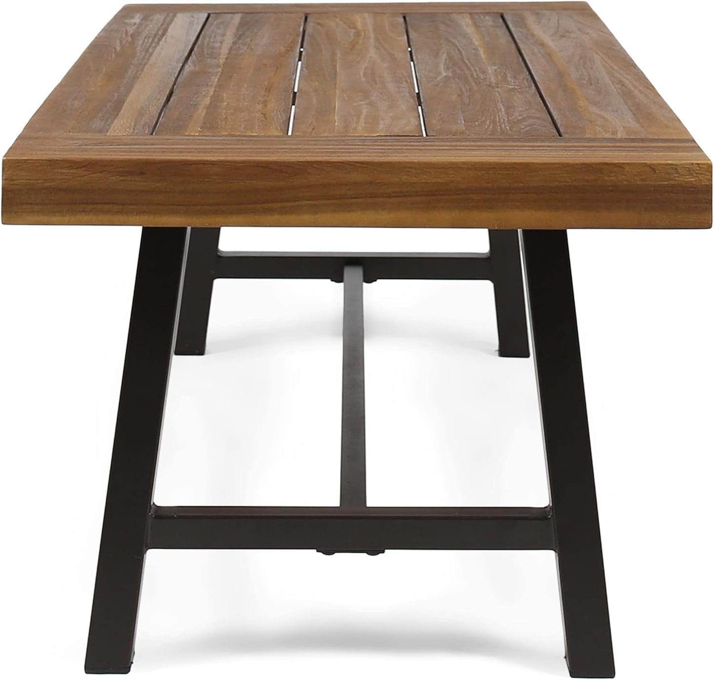 Carlisle Outdoor Acacia Wood Coffee Table, Sandblast/Rustic Metal