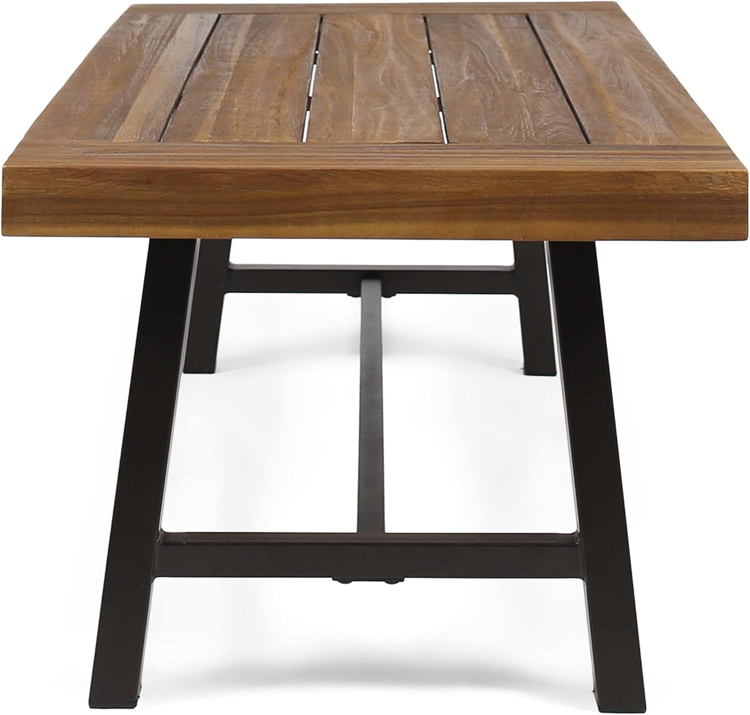 Carlisle Outdoor Acacia Wood Coffee Table, Sandblast/Rustic Metal