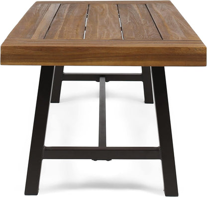 Carlisle Outdoor Acacia Wood Coffee Table, Sandblast/Rustic Metal