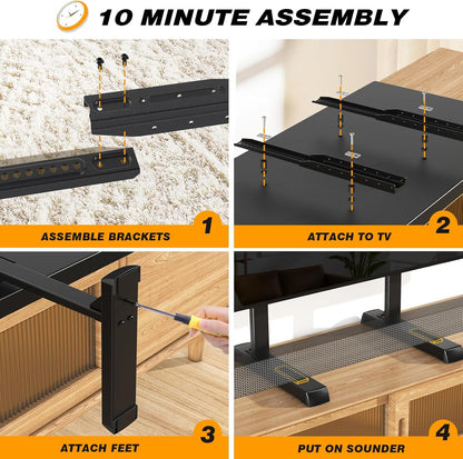 Universal TV Stand, Large TV Legs for 37-86 Inch Flat Curved Tvs with Cable Management, 6 Height Adjustment Table Top TV Mount Stand up to 150Lbs, Black