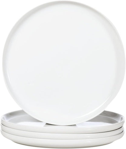White Dinner Plates Set of 4, Ceramic Dining Plates 10.5 Inch, Large Salad Plate, Porcelain Kitchen Plate for Pizza, Steak, Microwave and Dishwasher Safe