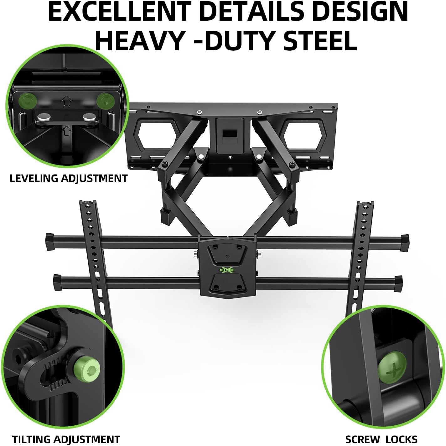 Full Motion TV Wall Mount for 42-82 Inch Tvs up to 120Lbs, TV Bracket with Articulating Swivel Tilt Extension Leveling, Television Mount for Max VESA 600X400Mm Fits 12/16" Wood Stud