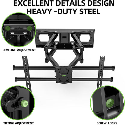 Full Motion TV Wall Mount for 42-82 Inch Tvs up to 120Lbs, TV Bracket with Articulating Swivel Tilt Extension Leveling, Television Mount for Max VESA 600X400Mm Fits 12/16" Wood Stud