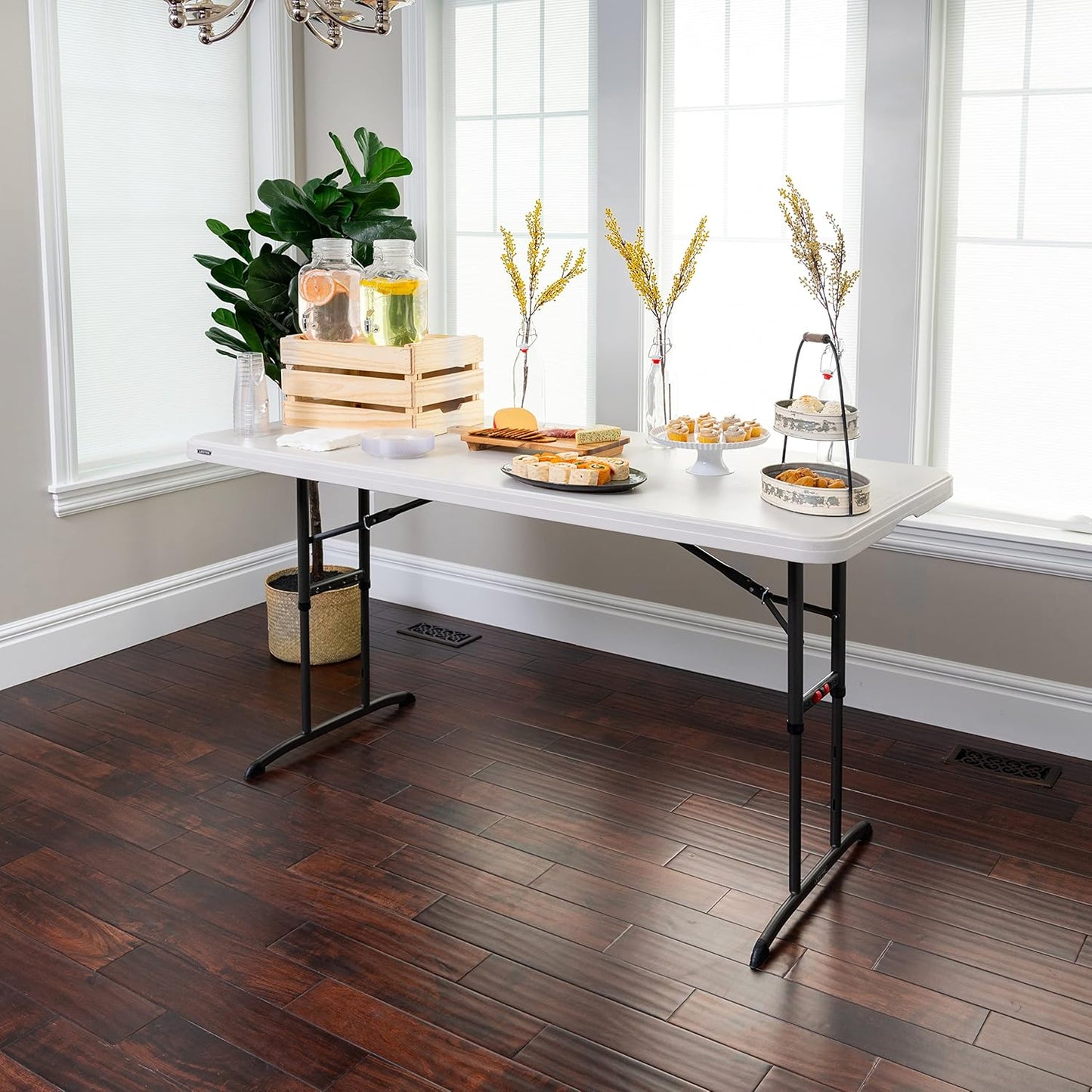 6-Foot Adjustable Height Nesting Table, Commercial, Almond