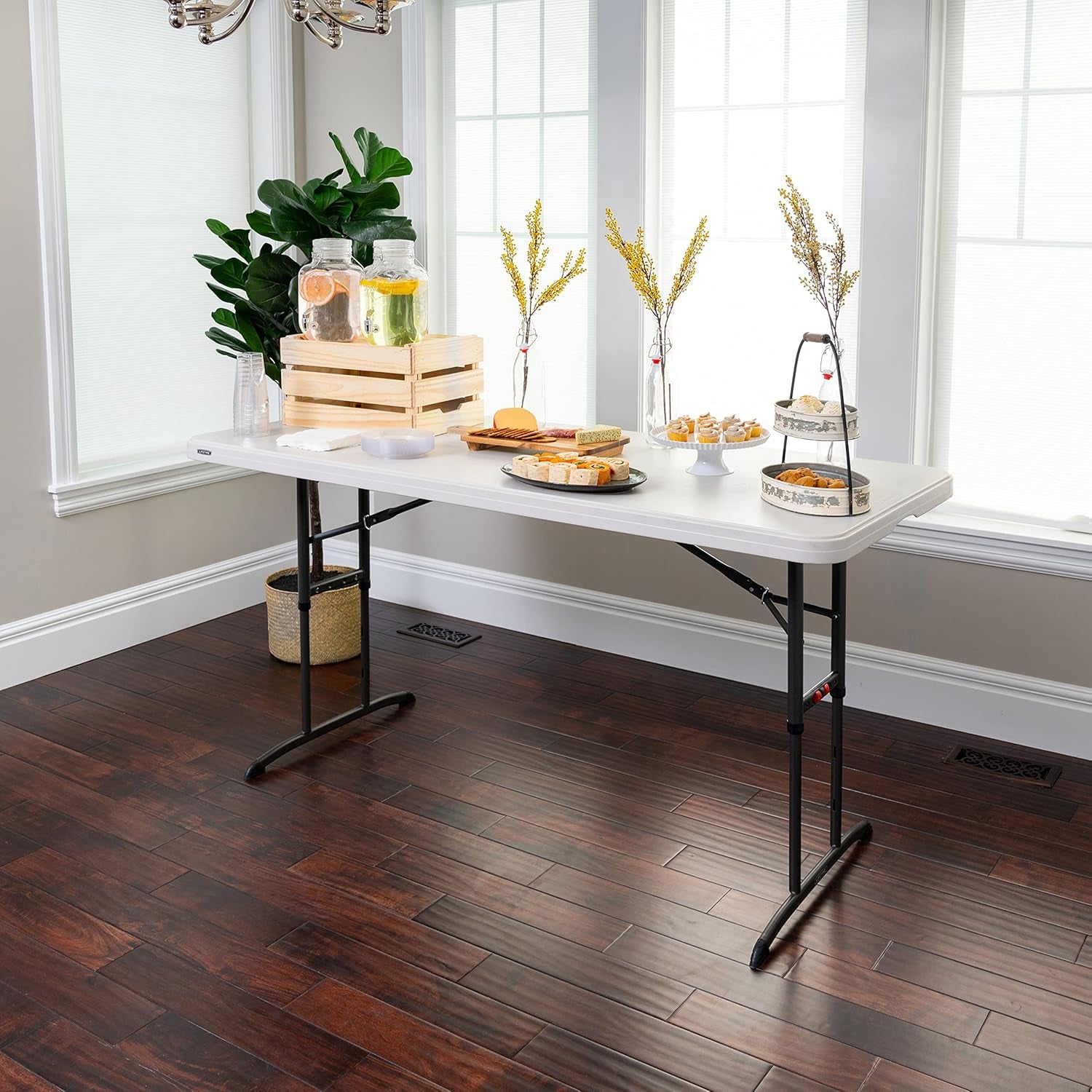 6-Foot Adjustable Height Nesting Table, Commercial, Almond