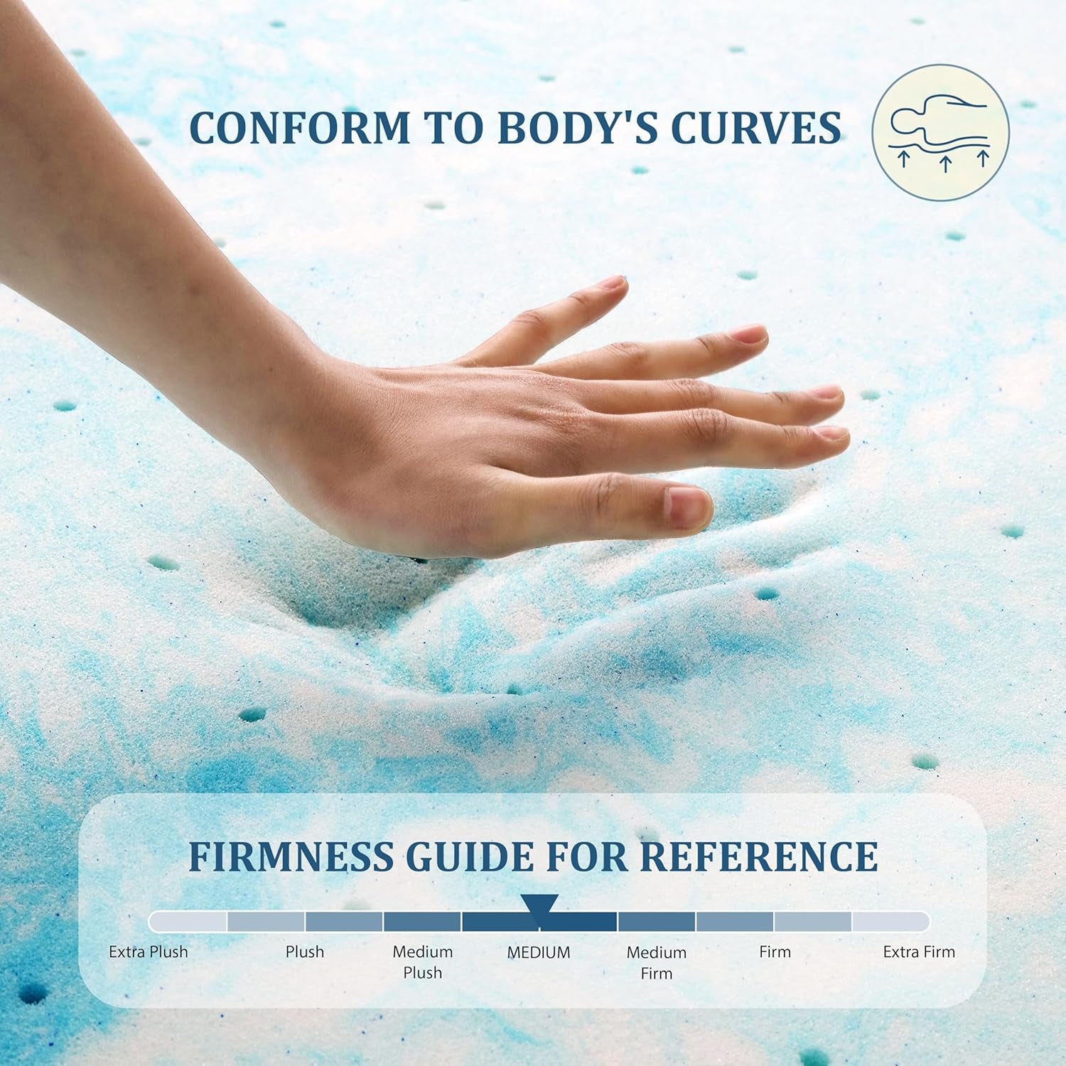 EGO Topper 2 Inch Queen Memory Foam Mattress Topper, Cooling Gel Foam Mattress Topper for Pressure Relief, Ventilated Design Bed Topper in a Box, Certipur-Us Certified, 60"×80", Medium