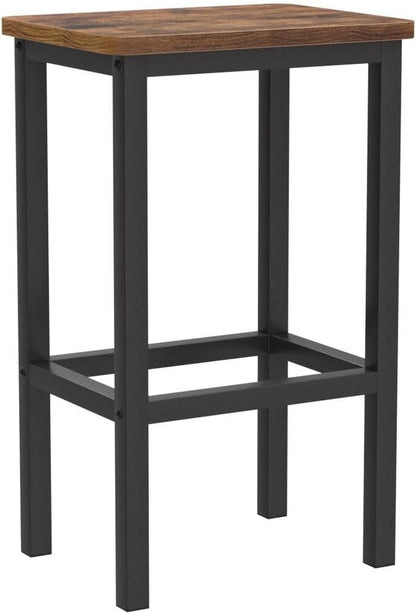Bar Stools, Set of 2 Bar Chairs, Steel Frame, 25.2 Inch Tall, for Kitchen Dining, Easy Assembly, Industrial Design, Rustic Brown and Black ULBC32X