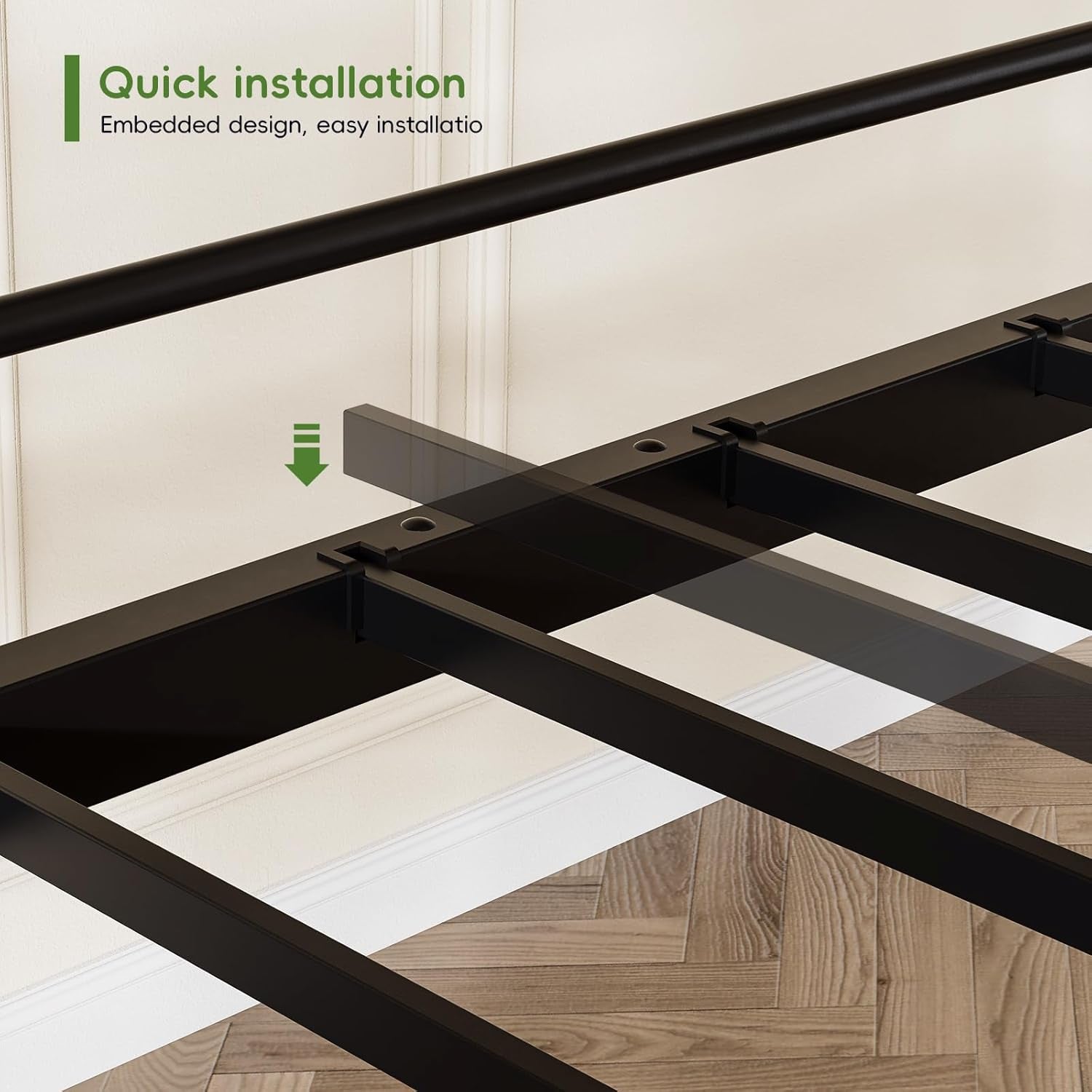 Bunk Bed Twin over Twin,Metal Bunk Beds with Power Outlet and LED Lights,Heavy-Duty Safety Rails Ladder,Space-Saving Design with Storage Hooks,440Lbs Capacity for Adults,Black