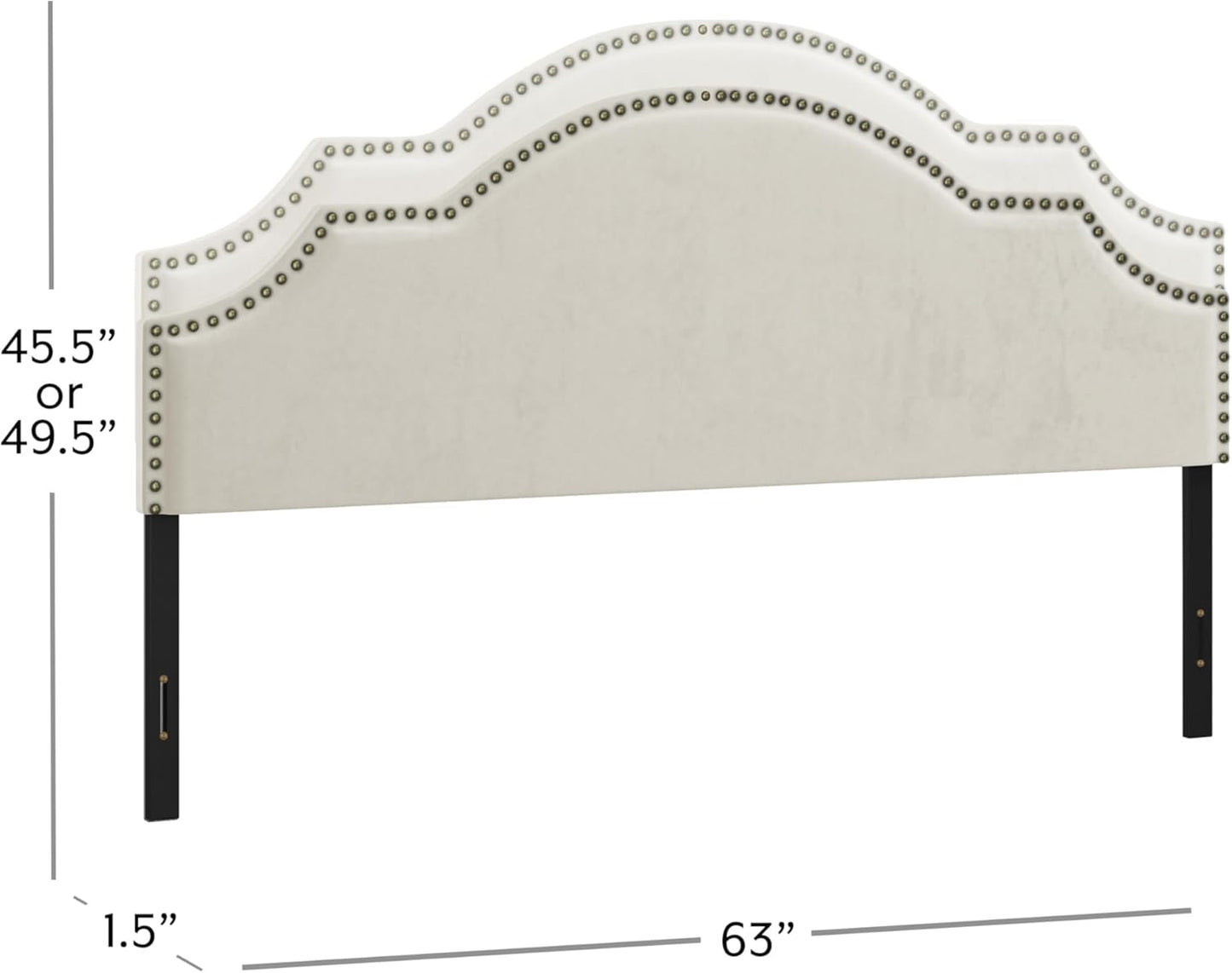 , Cynthia Upholstered Full/Queen Adjustable Headboard, Cream