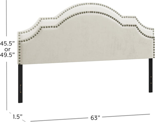 , Cynthia Upholstered Full/Queen Adjustable Headboard, Cream
