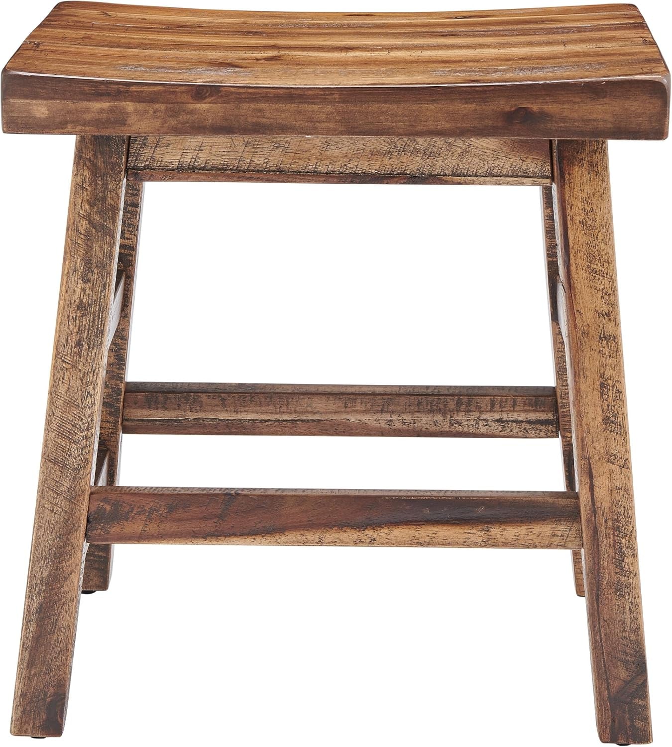Durango 20-Inch Tall Industrial Wood Dining Stool - Table or Extra Seat - Unique Rustic Industrial Style and Comfort - Farmhouse, Solid Wood Furniture