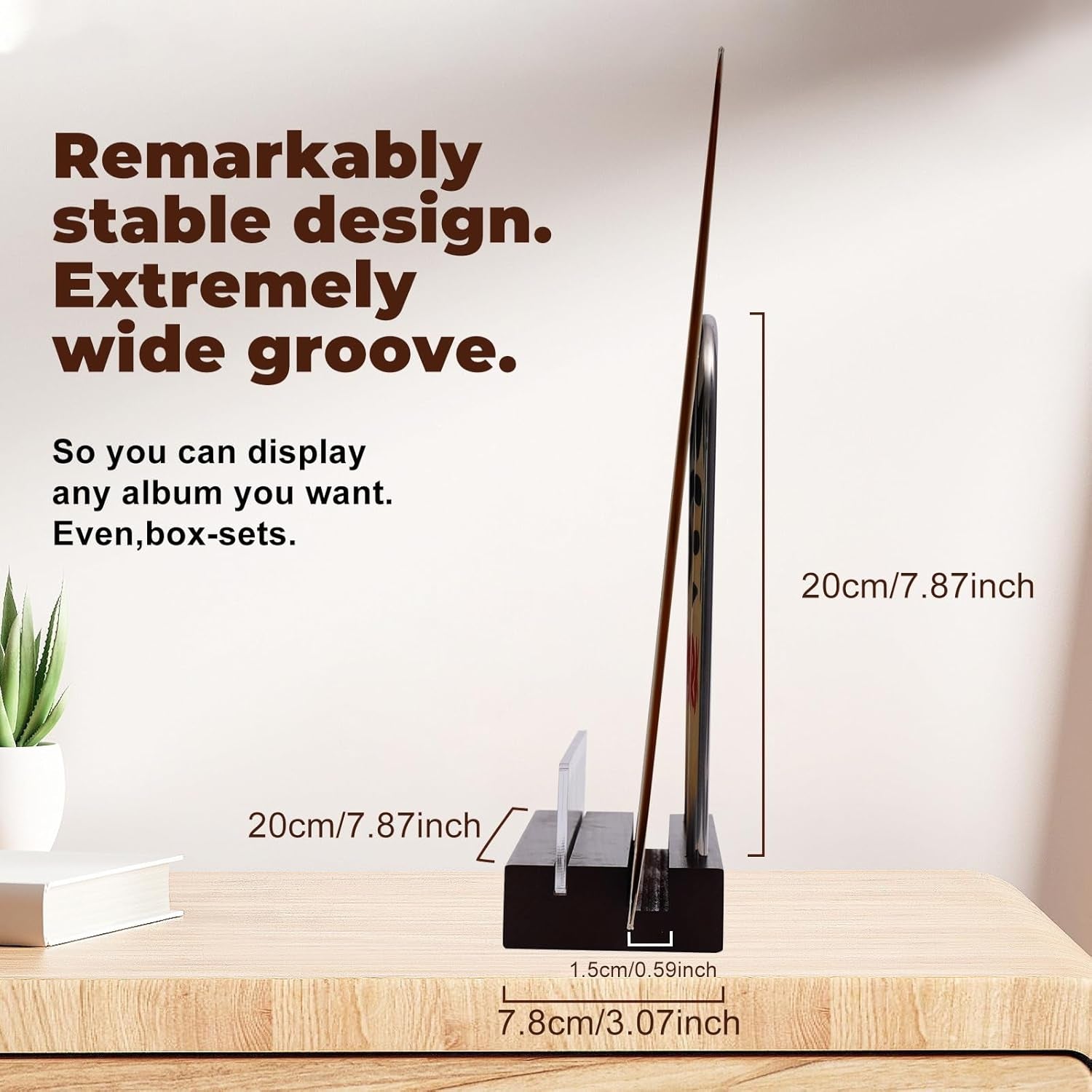 Now Playing Vinyl Stand - LED Light Vinyl Record Display, Wooden Storage Holder, Accessories for Record Collectors