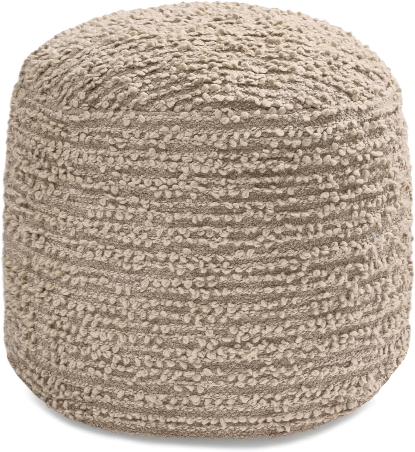 Artisan Crafted Cotton Blend Pouf Ottoman | Versatile Floor Seating & Footstool for Living Room | Modern Boho Home Décor Accent | Filled Pouffe
