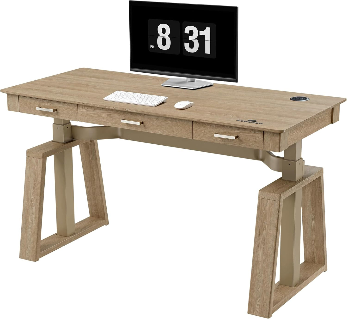 Standing Desk,60X26 Executive Desk with 3 Drawer Adjustable Height Electric Desk Home Office Computer Desk Modern Workstation with Memory Controller