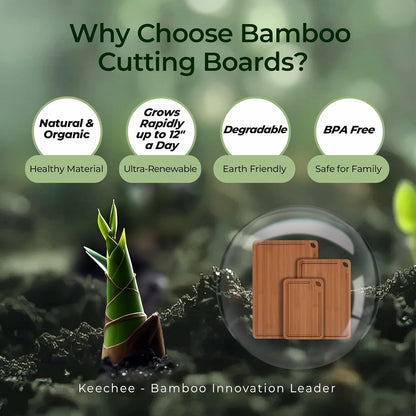 Bamboo Cutting Board, Durable Wood Cutting Boards for Kitchen with Deep Juice Grooves & Built-In Handles, Ideal Charcuterie & Chopping for Meat, Vegetables and Fruits Ideal Kitchen Gifts