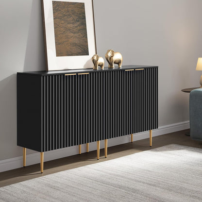 Modern Entryway Sideboard - Credenza Buffet Cabinet Storage with 2 Doors & Adjustable Shelves, Accent Console Coffee Bar Table for Kitchen Living Room Hallway, Black