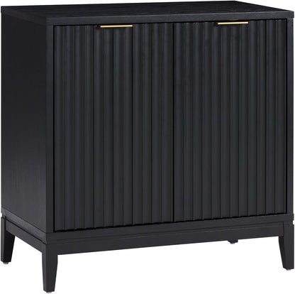 Jasper Modern Sideboard, Kitchen Storage Cabinet with Fluted Doors, Accent Storage for Kitchen or Living Room, Black Oak