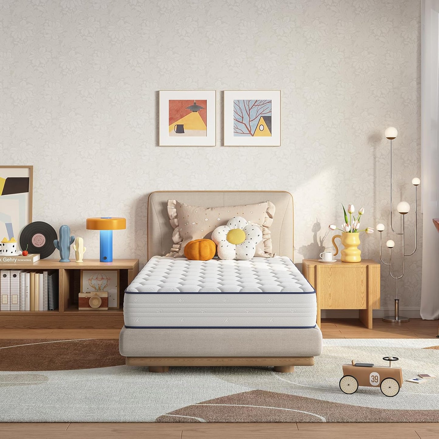 6 Inch Twin Mattress,Bonnell Spring Hybrid Mattresses for Spine Support & Cooling Comfort - Twin Bed Mattress,Adaptive Foam Layer with Medium Firm- Certipur-Us Certified for Youth/Guest Rooms