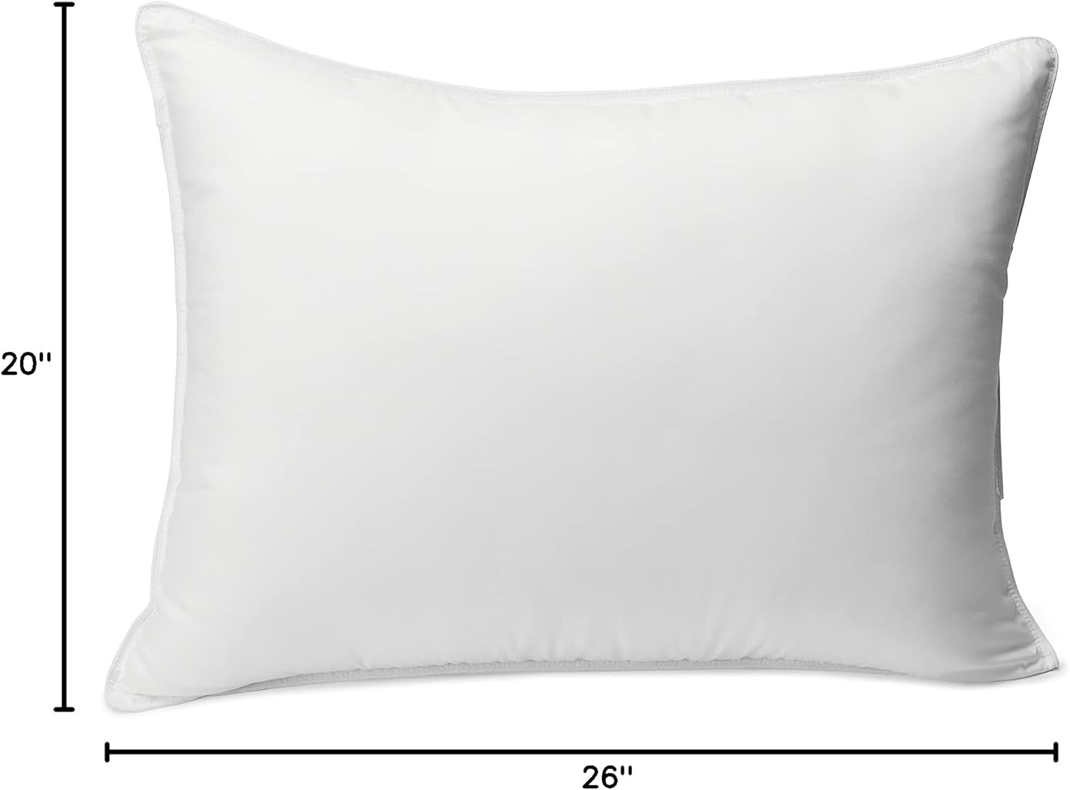 down Alternative Bed Pillows and Pillow Protector Case 2-Piece Set, Medium Density, Standard - Pack of 2, White, 26"L X 20"W
