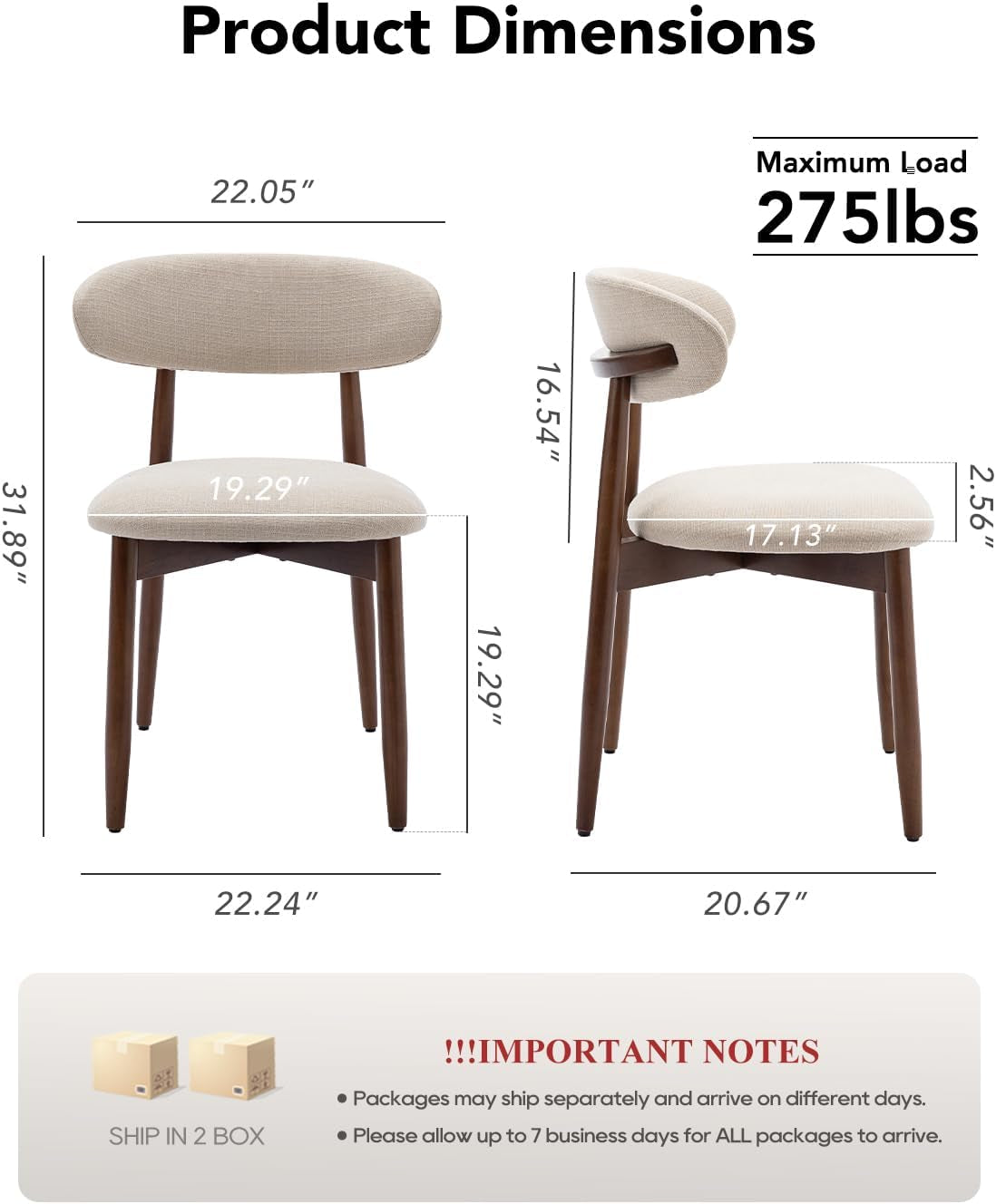 Dining Room Chairs Set of 4, Upholstered Farmhouse Dining Chairs, Modern Fabric Kitchen Chairs with Solid Wood Leg,Beige