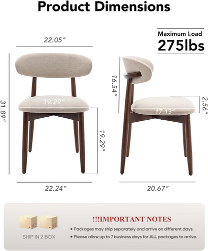 Dining Room Chairs Set of 4, Upholstered Farmhouse Dining Chairs, Modern Fabric Kitchen Chairs with Solid Wood Leg,Beige