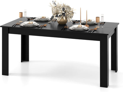 Dining Table for 6, Rectangular Kitchen Table with 330Lbs Capacity, Stable Structure, 63" L X 31.5" W X 30" H Large Farmhouse Center Tables for Dinner, Dinette, Dining Room, Black