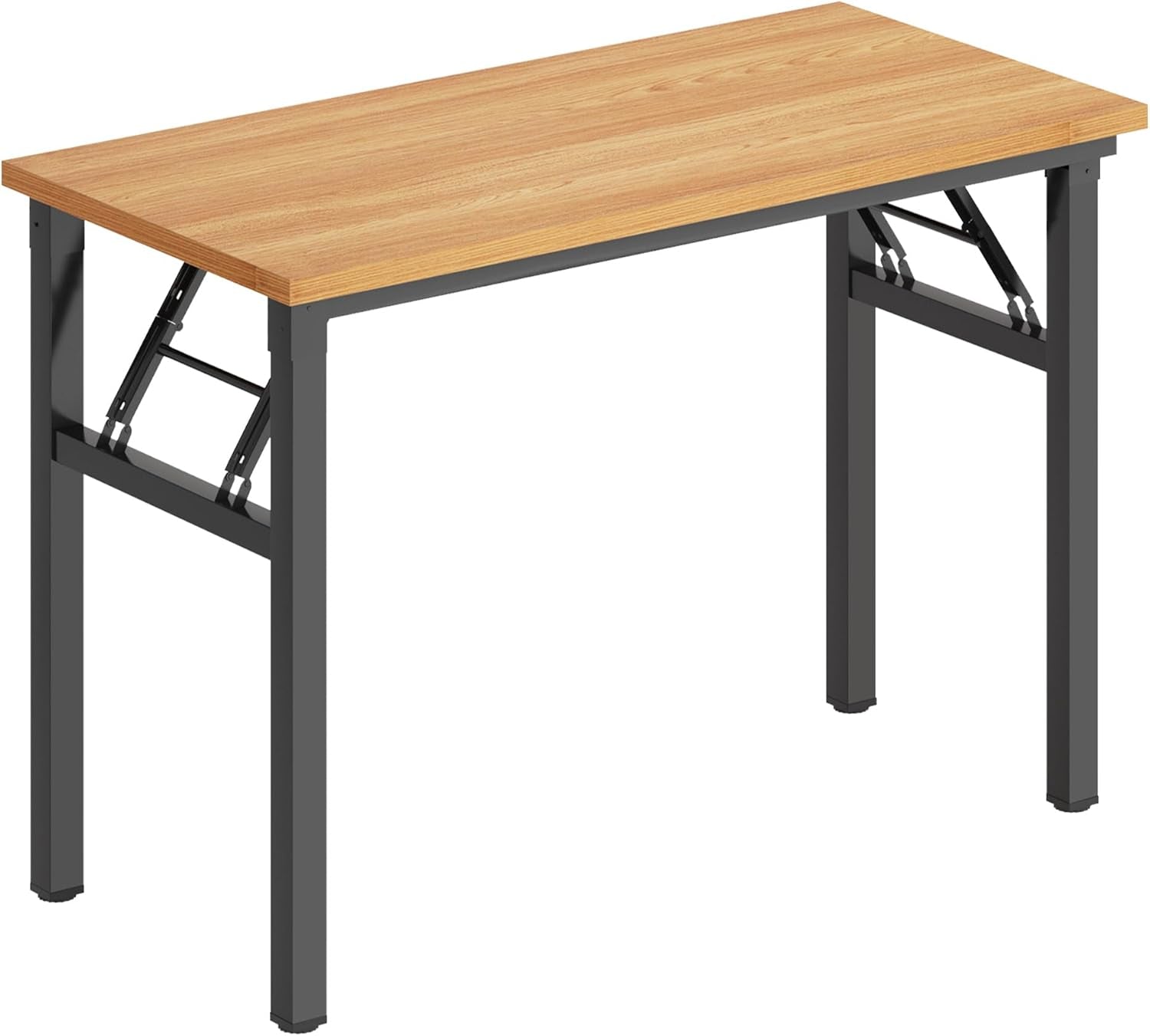 Computer Desk Folding Table 39.4 Inches Writing Desk for Small Space Study Table Laptop Desk No Assembly Required Teak&Black