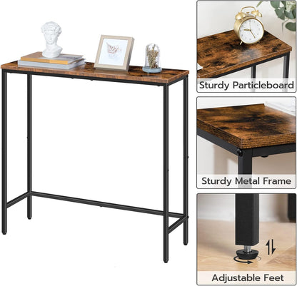 Narrow Console Table, 29.5" Small Entryway Table, Thin Sofa Side Display Table, for Hallway, Bedroom, Living Room, Foyer, Rustic Brown and Black BF75XG01