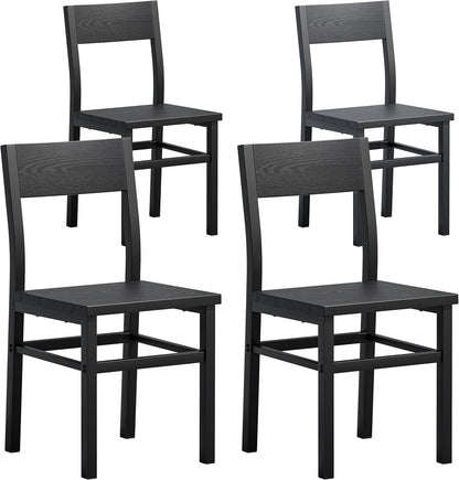 Dining Chairs Set of 4, Rustic Wood Dining Room Chairs with Thickened and Strengthened Metal Steel Frame & Slat Back, Modern Farmhouse Chair for Kitchen, Dining Room (4, Dark Black)