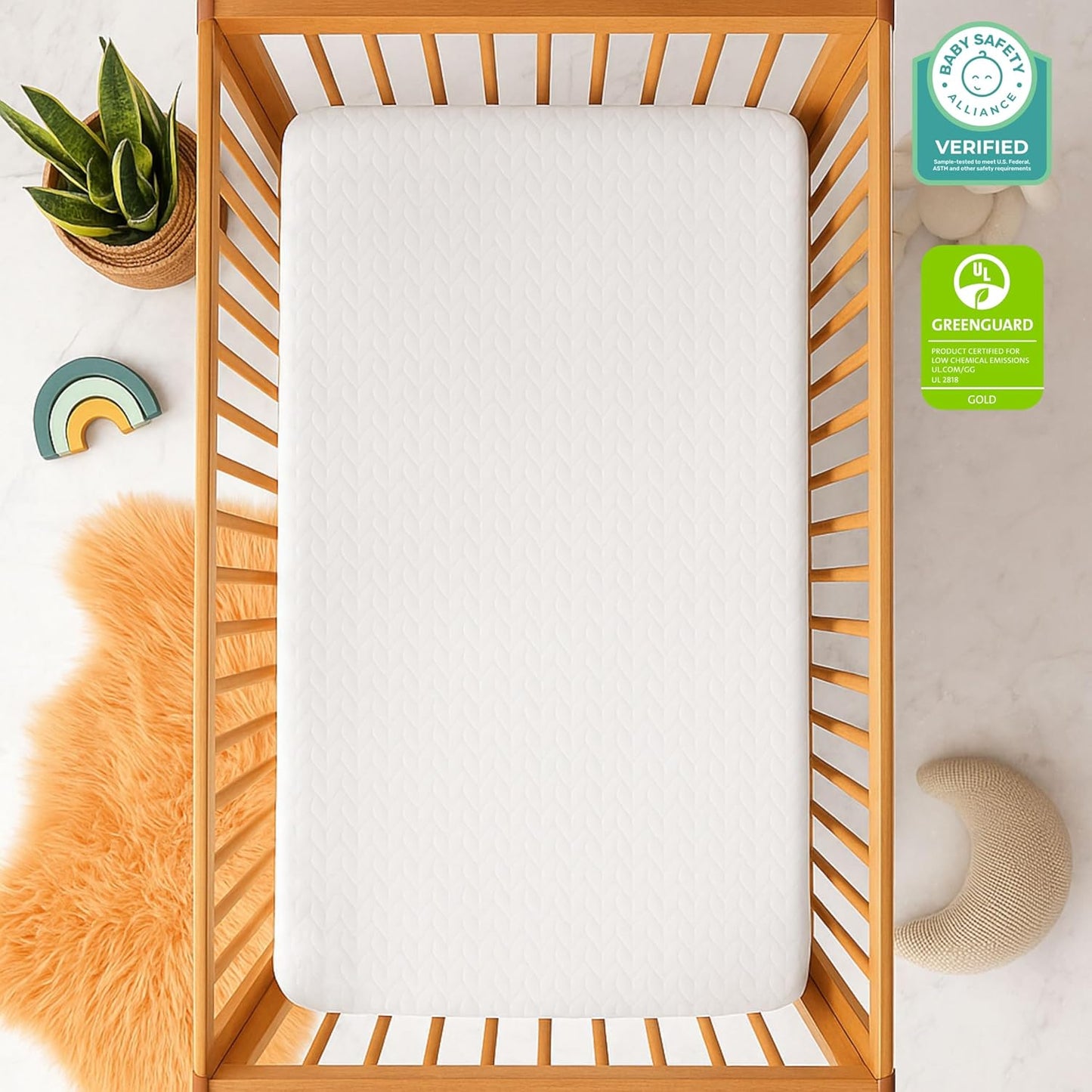 Baby Zzz 5” Full-Size Crib & Toddler Bed Mattress in a Box – GREENGUARD Gold & JPMA Certified, Breathable, Water-Resistant, Machine Washable Cover, Fits Full Size Baby Cribs & Toddler Beds