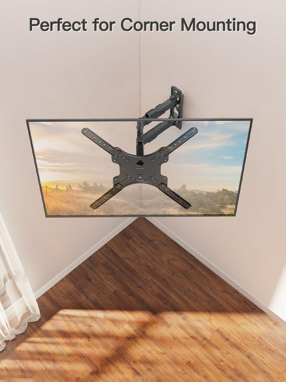 TV Wall Mount for Most 26-60 Inch Tvs, Swivel and Tilt Full Motion TV Mount with Single Stud Perfect Center Design, Wall Mount Bracket Max VESA 400X400Mm, Corner Mount Holds up to 77 Lbs.