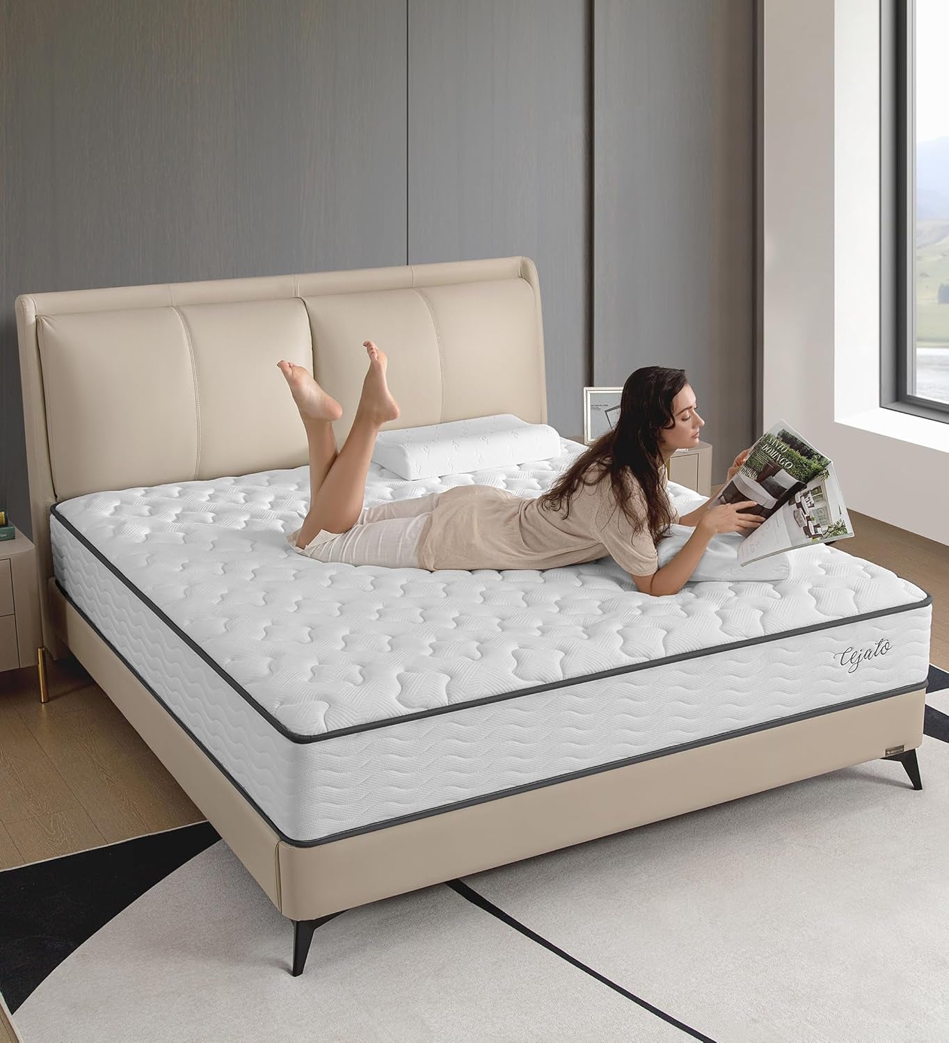 Queen Size Mattresses,10 Inch Memory Foam Hybrid Queen Mattresses in a Box White Mattress with Provide Sleep Support and Pressure Relief,Medium Firm,Certipur-Us.
