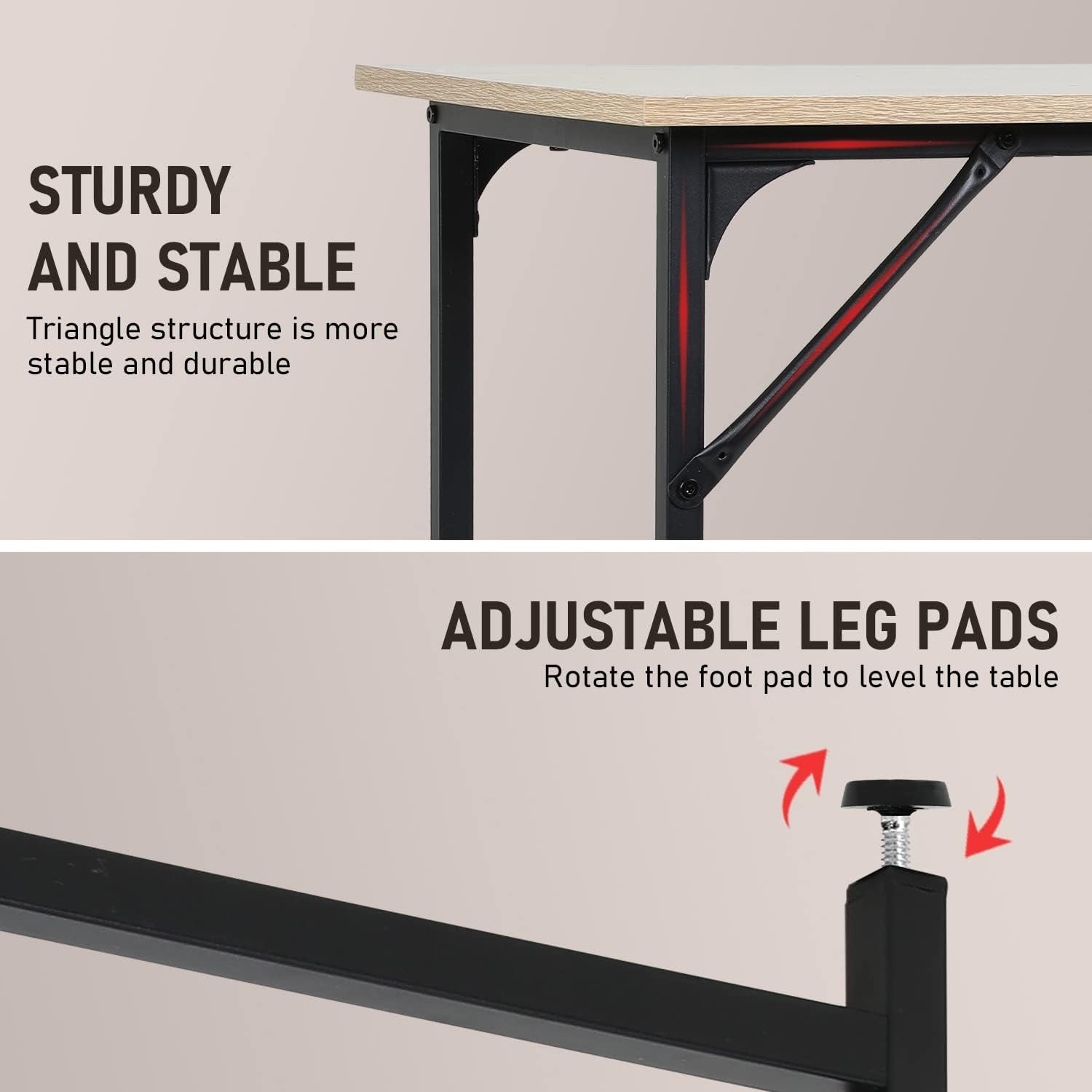 47 Inch Computer Desk Home Office Desk Writing Study Table Modern Simple Style PC Desk with Metal Frame Gaming Desk Workstation for Small Space，Nature