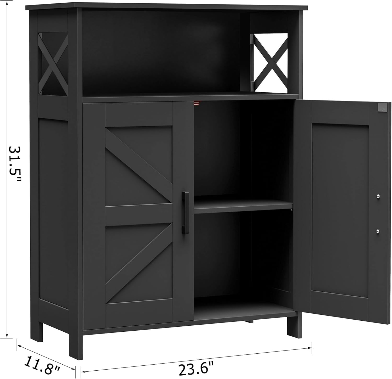 Farmhouse Bathroom Storage Cabinet with 2 Doors, Toilet Paper Cabinet with Adjustable Shelves, Small Bathroom Cabinet for Kitchen/Laundry/Living Room, 11.8 X 23.6 X 31.5 Inches, Black